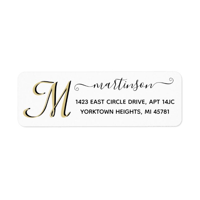 Élégant Script personnalisé Gold Adresse de retour (Devant)