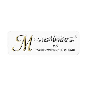 Élégant Script personnalisé Gold     MonogramLabel