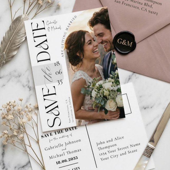 Elegant Script Photo Arch Wedding Save The Date Postcard (Creator Uploaded)