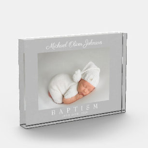 Elegant Script Photo Baptism Photo Block