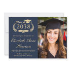 Elegant Script Photo Blue Gold College Graduation