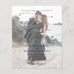 Elegant Script Photo Budget Wedding Invitation