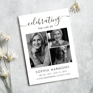 Elegant Script Photo Celebration of Life Program