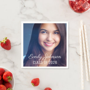 Elegant Script Photo Class of 2026 Party Napkin