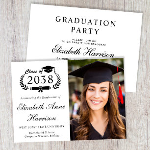 Elegant Script Photo College Graduation Party Invitation