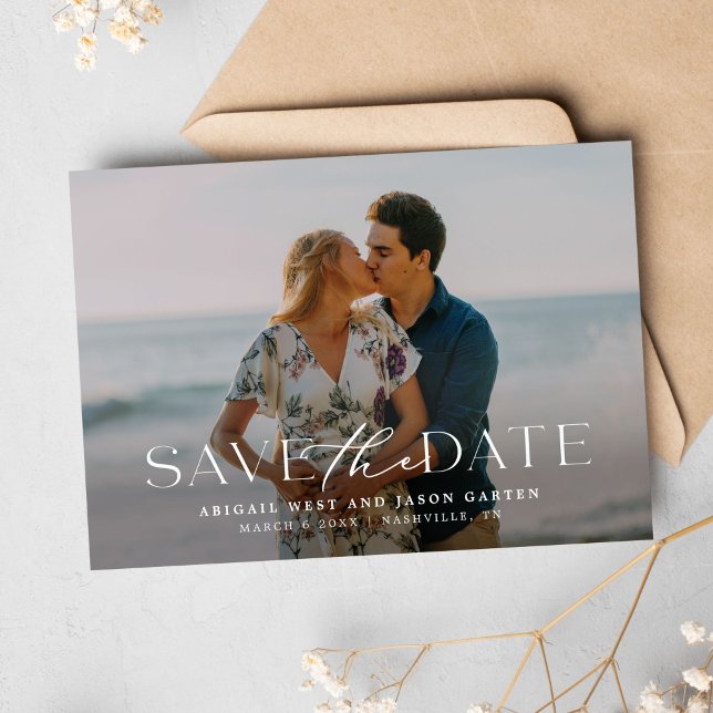 Élégant Script Photo de Save the Date (Créateur téléchargé)