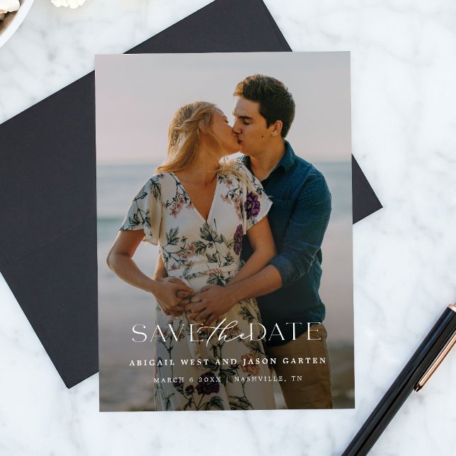 Élégant Script Photo de Save the Date (Créateur téléchargé)