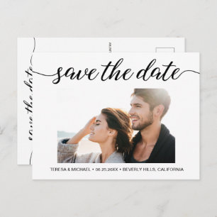 Elegant Script Photo Engagement Save The Date Postcard