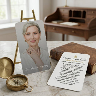 Elegant Script Photo Gold Butterfly Memorial Business Card