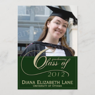 Elegant Script Photo Grad Invitation - Green