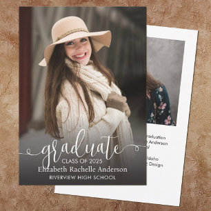 Elegant Script Photo Graduation Announcement