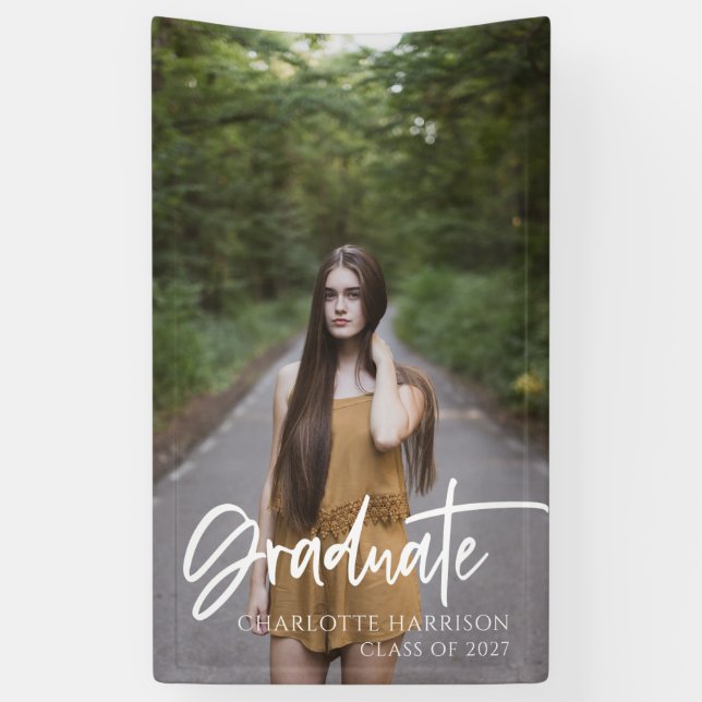 Elegant Script Photo Graduation Banner (Vertical)