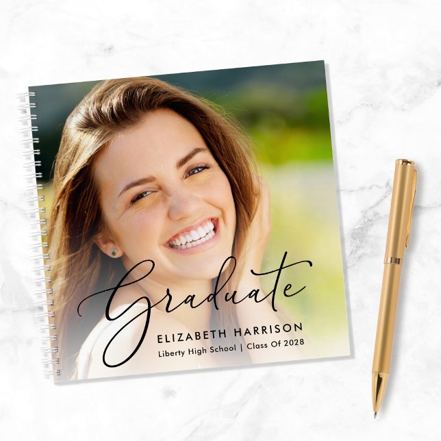 Elegant Script Photo Graduation Party Guest Book (Creator Uploaded)