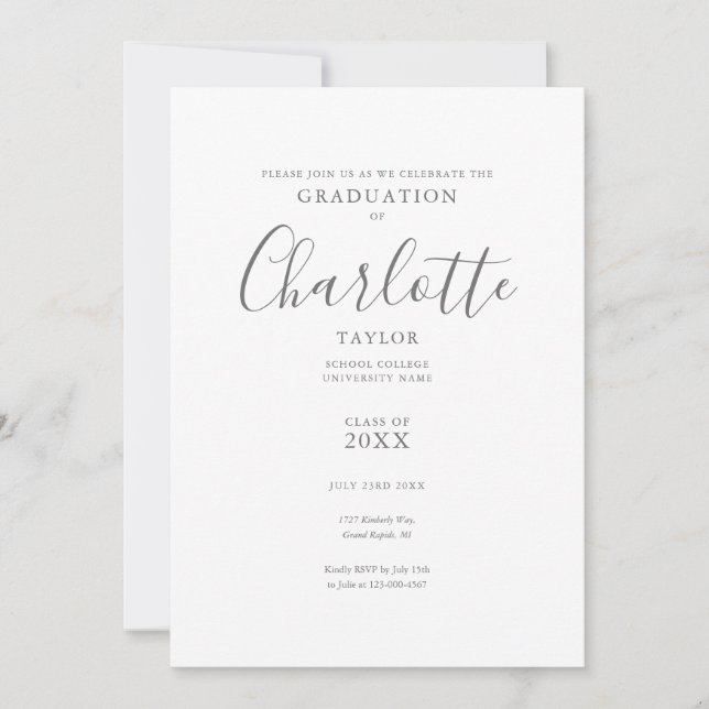 Elegant Script Photo Graduation Party  Invitation (Front)