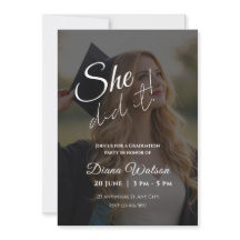 Elegant Script Photo Graduation Party Invitation