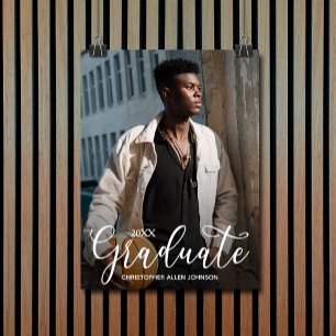 Elegant Script Photo Graduation Party Poster