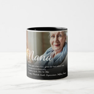Elegant Script Photo Grandma Nana Definition Two-Tone Coffee Mug