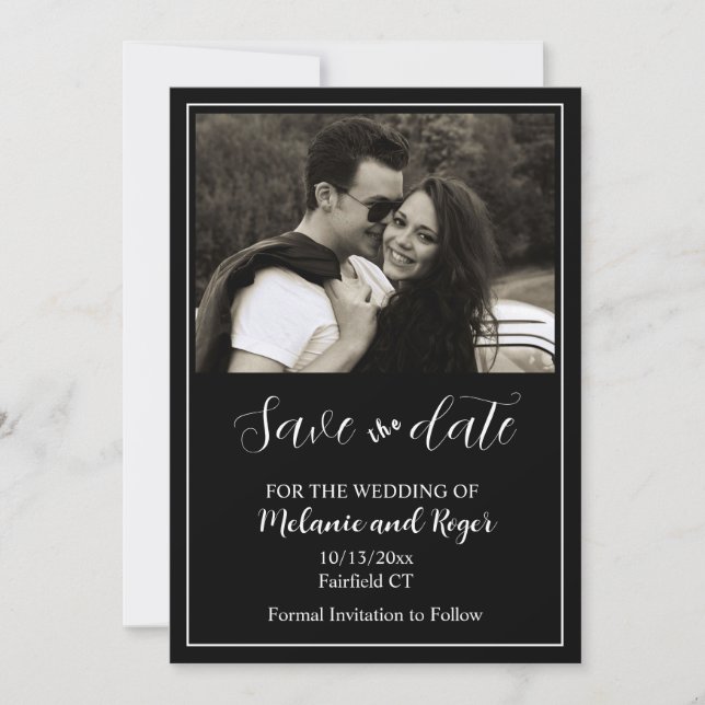 Elegant Script Photo Minimalist Save the Date  Inv Invitation (Front)