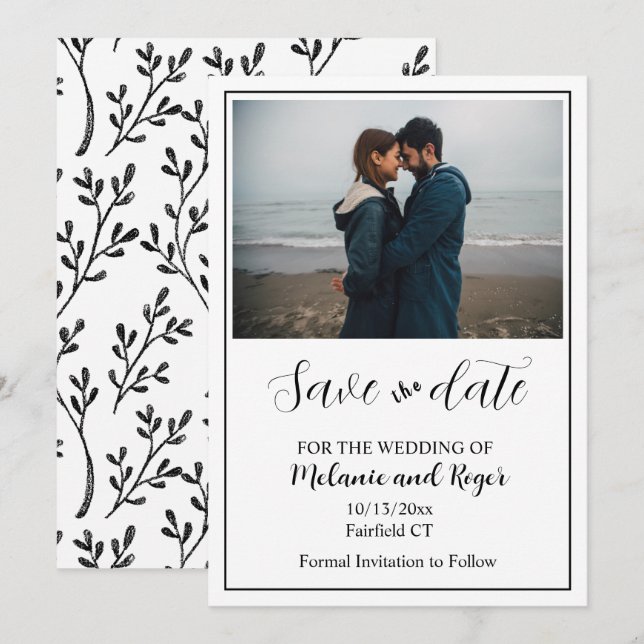 Elegant Script Photo Minimalist Save the Date   Invitation (Front/Back)