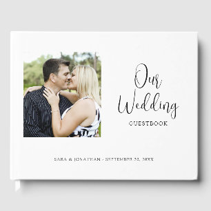 Elegant Script Photo Minimalist Wedding Guest Book