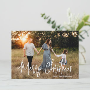 Elegant Script Photo Modern Christmas Holiday Card