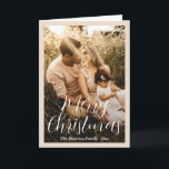 Elegant Script Photo Modern Christmas Holiday Card<br><div class="desc">Modern photo Christmas card featuring a simple and minimal design with "Merry Christmas" in an elegant script typography over your favourite picture surrounded by a netural light beige border. The front has a gradient overlay to help the text stand out, which may be removed in the design editing tool, if...</div>