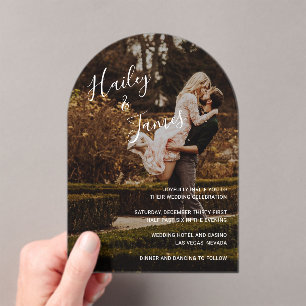 Elegant Script Photo Modern Wedding Acrylic Invitations