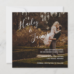 Elegant Script Photo Modern Wedding Save The Date