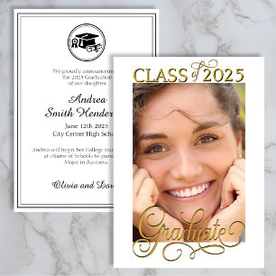 Elegant Script Photo Overlay Graduate Announcement