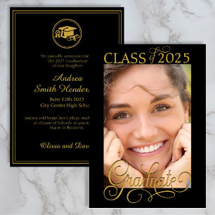 Elegant Script Photo Overlay Graduate Announcement