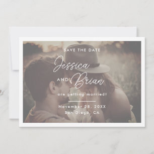 Elegant Script Photo Overlay Wedding Save The Date