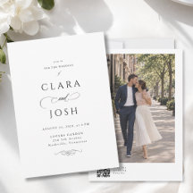 Elegant Script Photo QR Code Wedding Invitation