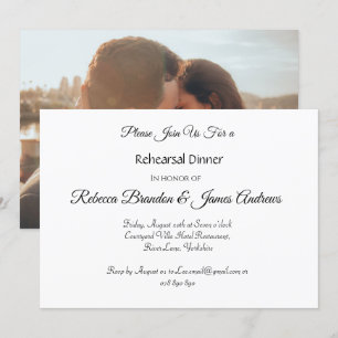 Élégant Script Photo Répétition Dîner Invitation