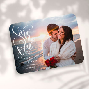 Elegant Script Photo Save the Date Magnet