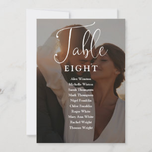 Elegant Script Photo Seating Chart Table Number
