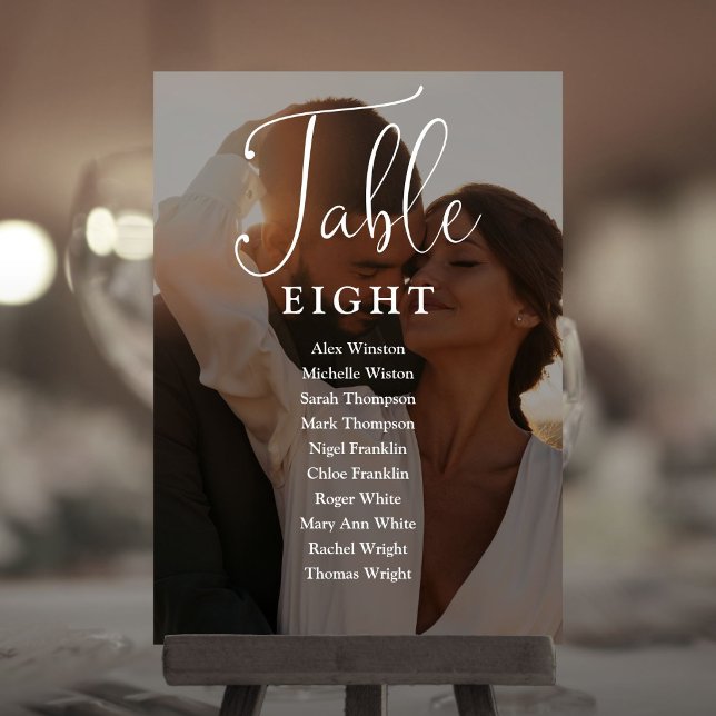 Elegant Script Photo Seating Chart Table Number (Elegant Script Photo Seating Chart Table Number)