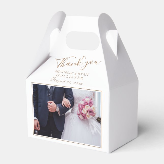 Elegant Script Photo Thank you Favor Box (Front Side)