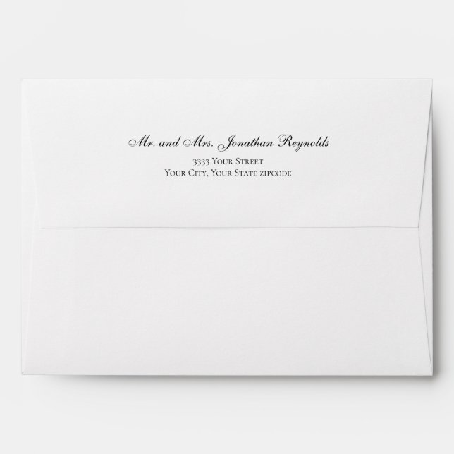 Elegant Script Photo Wedding Return Address Envelope (Back (Top Flap))