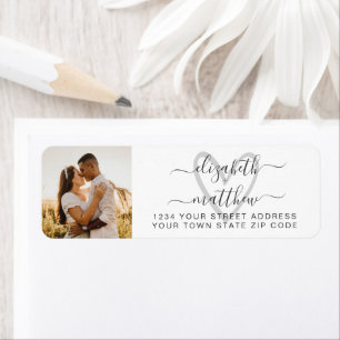 Elegant Script Photo Wedding Return Address Label