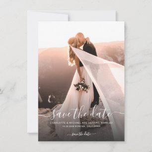 Elegant Script Photo Wedding Save The Date