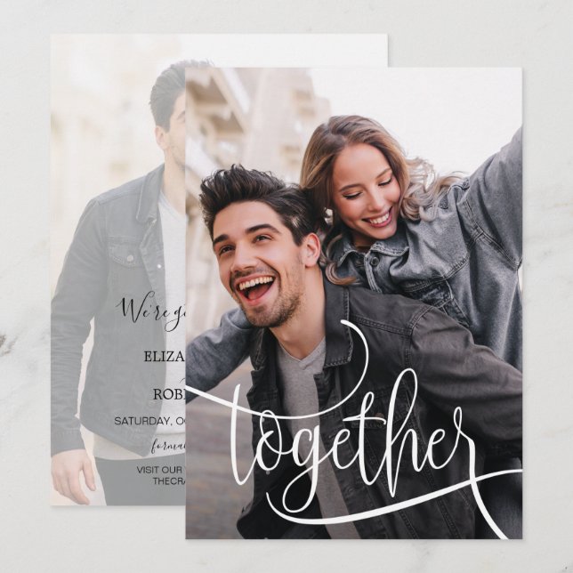 Elegant Script Photo Wedding Save The Date (Front/Back)