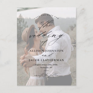 Elegant Script Photo Wedding Save the Date Announcement Postcard