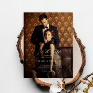 Elegant Script Photo Wedding Save the Date Postcard