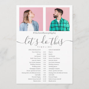 Elegant Script Photo Wedding Schedule Timeline Program