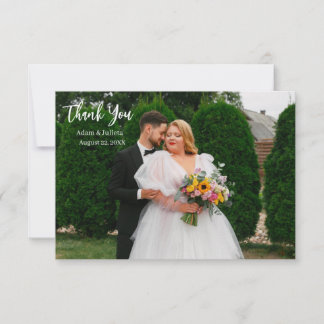 Elegant Script Photo Wedding Thank You Card