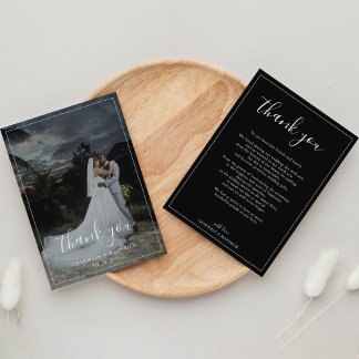 Elegant Script Photo Wedding Thank You Card