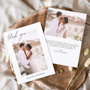 Elegant Script Photo Wedding Thank You Card