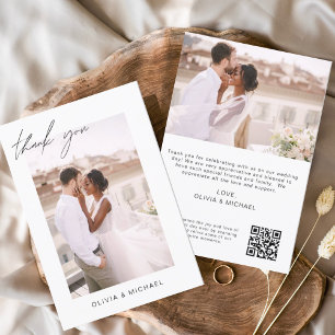 Elegant Script Photo Wedding Thank You Card