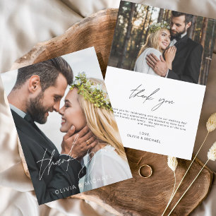 Elegant Script Photo Wedding Thank You Card
