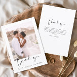 Elegant Script Photo Wedding Thank You Card<br><div class="desc">Express your heartfelt gratitude in timeless style with this Elegant Script Photo Wedding Thank You Card. Featuring refined calligraphy, a full photo layout, and minimalistic design elements, this card is the perfect way to thank your guests while showcasing a cherished moment from your big day. Ideal for modern, romantic, or...</div>